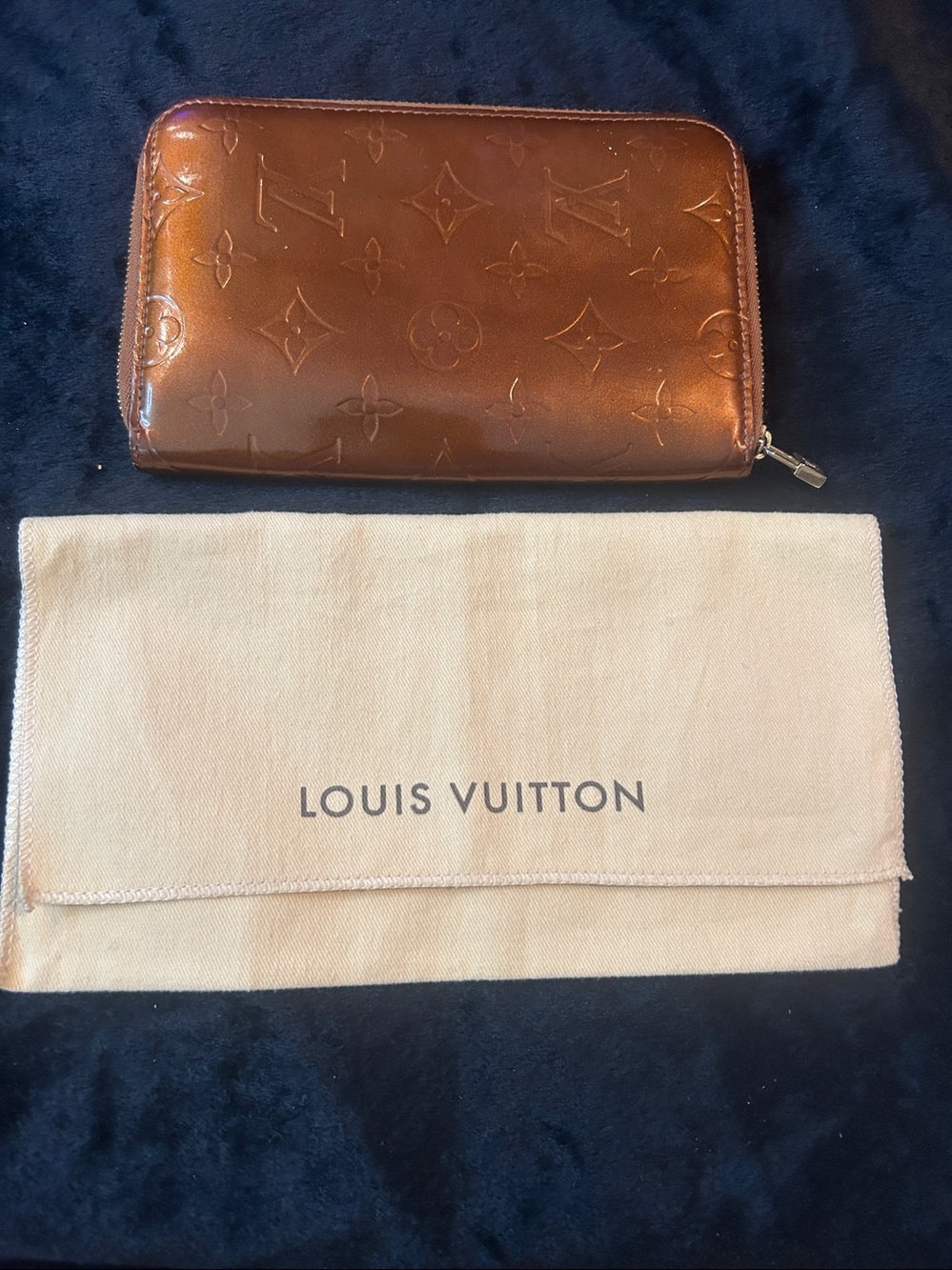 Louis Vuitton Metallic Bronze Monogram Zip Wallet with dusty